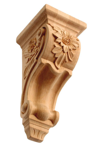 Corbel with floral / Extra Short / 8"H X 3 7/8"W X 4"D /  RWC47