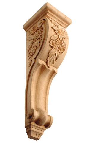 Corbel with Floral / Extra Large / 26 1/2"H X 7 3/8"W X 8 3/8"D /  RWC47